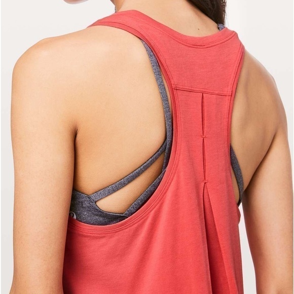 Lululemon Love Tank Pleated Glossy Size 4 Orange Coral Essential Activewear - Picture 3 of 11